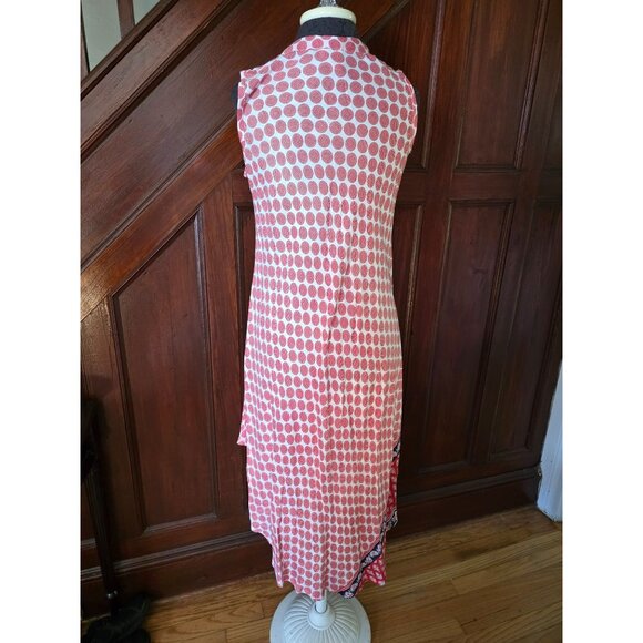 Seven Islands New York Sleeveless A-Line Dress L Red & White Polka Dot Rayon - Picture 3 of 9